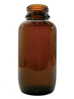 Sample bottle, amber glass, wide neck, 100 ml, with screw cap
