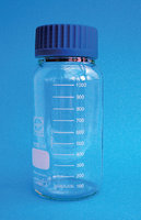 Gewindeflasche 500 ml, transparent, Weithals, Borosilkatglas 3.3, ISO 4796, autoklavierbar