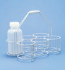 Bottle carrier for 4 x 500 ml, made of wire, covered with white PE
