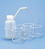 Bottle carrier for 4 x 1000 ml, made of wire, covered with white PE