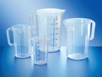 Graduated pitcher, PP, 3000 ml, raised and embossed blue scale, with grip