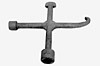 Square-section key with hook and scoop