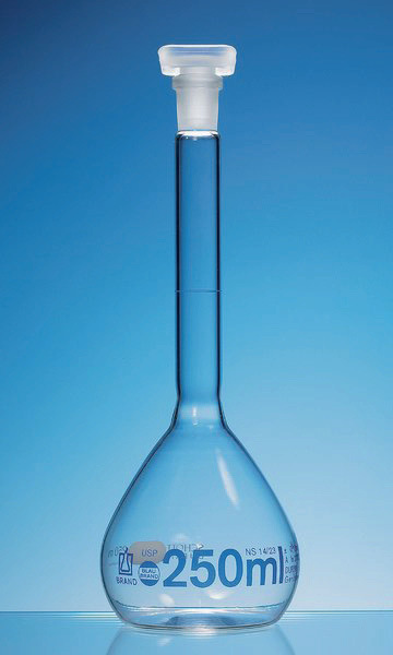 Messkolben, Glas, 5 ml, mit PE-Stopfen