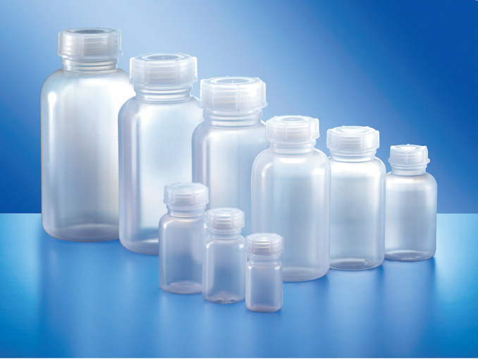 Weithalsflasche HDPE, rund, natur, mit Schraubverschluß, 200 ml