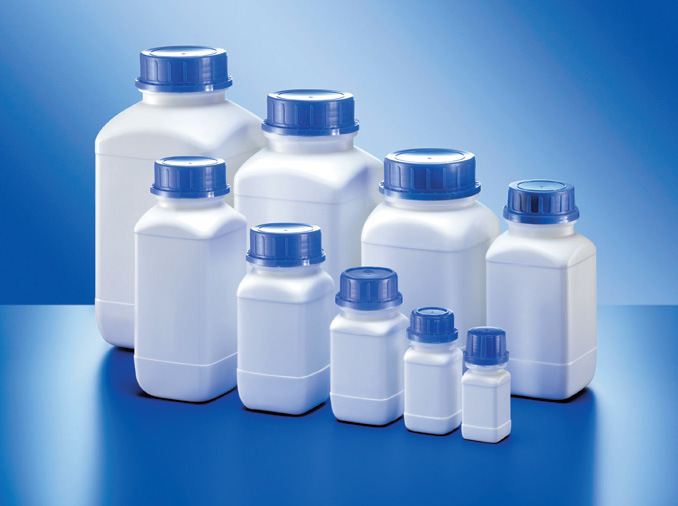 Chemikalien-Weithalsflasche HDPE, vierkantig, 2500 ml