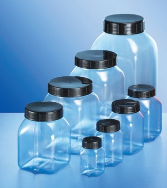 Wide neck container, PVC, square, transparent, 1000 ml