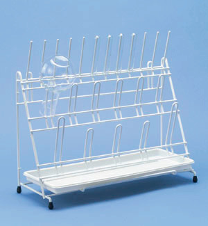 Abtropfgestell Draht , 42x17x30 cm, Kst.-Überzug, weiß, 12 Stäbe + 11 Bögen