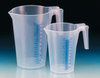 Graduated pitcher, PP, 500 ml, raised and embossed blue scale, open grip
