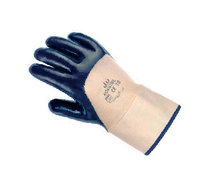 Arbeits-Handschuhe NOVATRIL blau mit Stulpe, halb getaucht